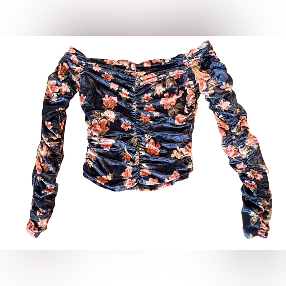 Free People Reina Velvet Off-Shoulder Top Size XS NWOT